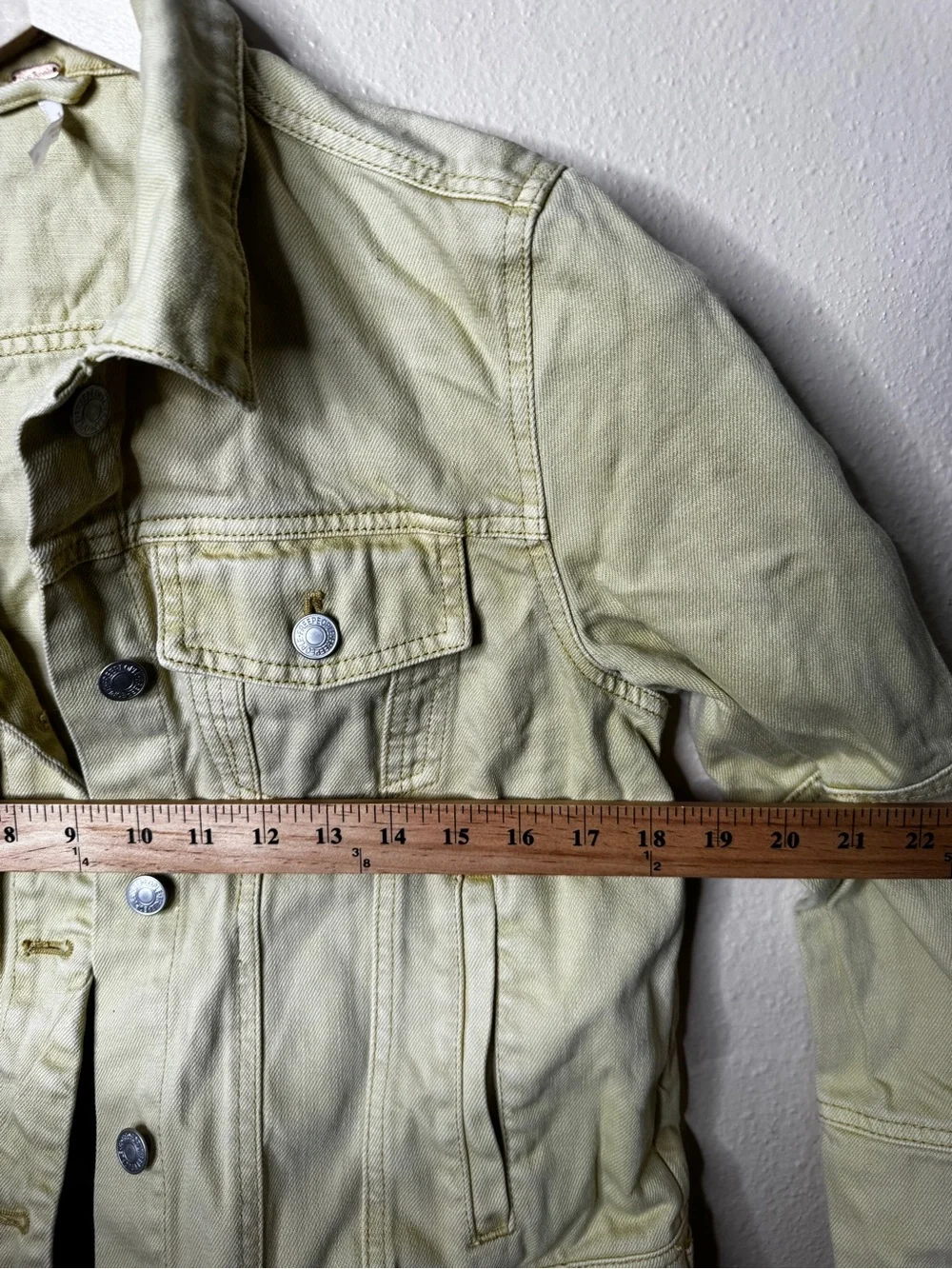Free People Womens S Yellow Denim Trucker Jacket 100% Cotton